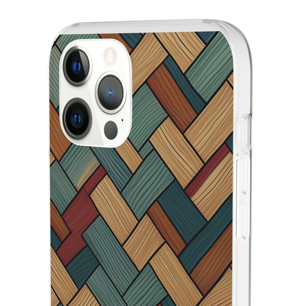 Woven Wood Pattern Phone Case — Rustic Geometric iPhone Flexi Case