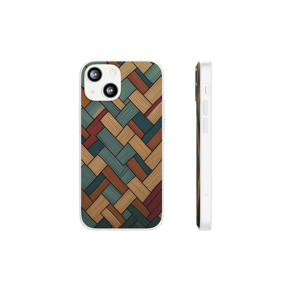 Woven Wood Pattern Phone Case — Rustic Geometric iPhone Flexi Case