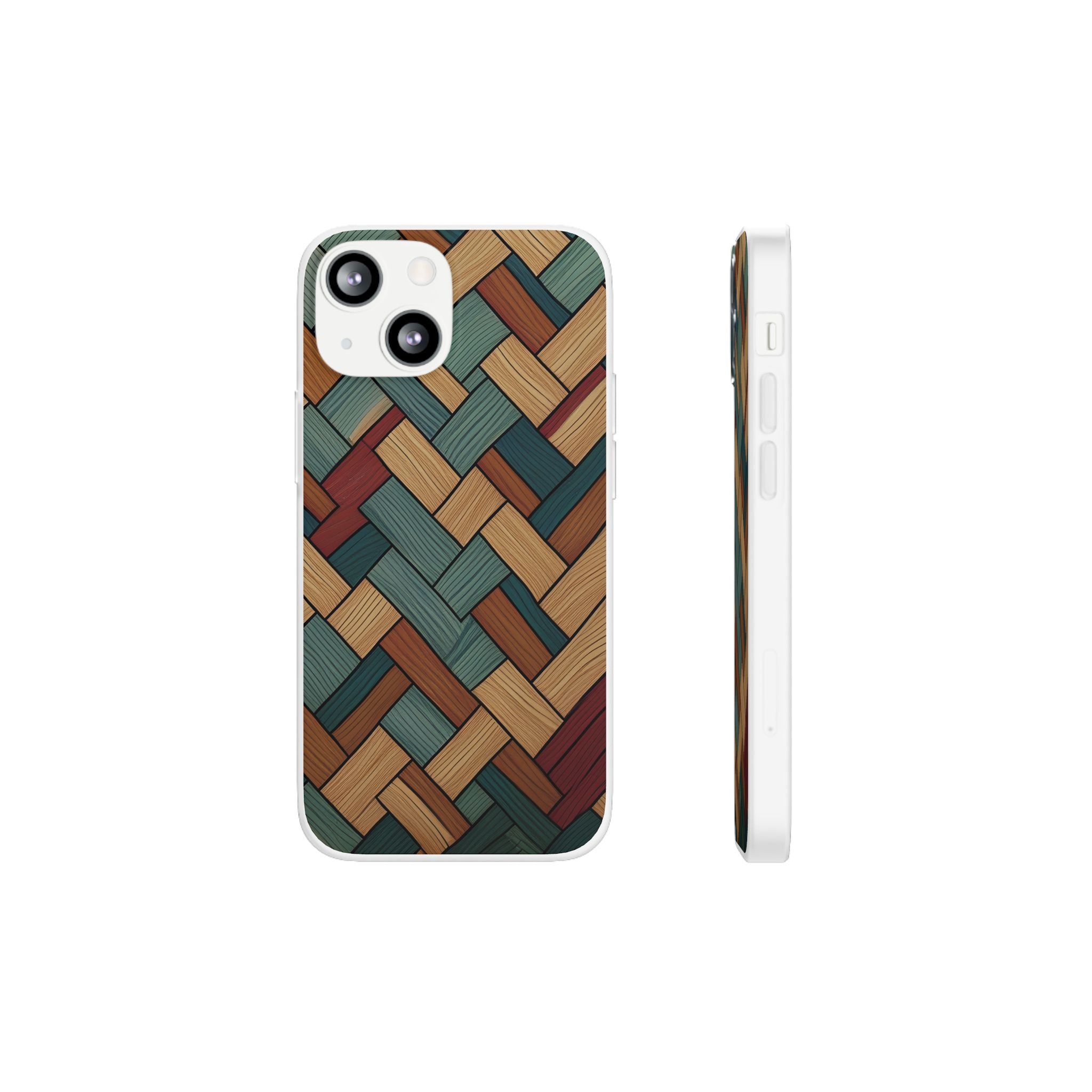 Woven Wood Pattern Phone Case — Rustic Geometric iPhone Flexi Case