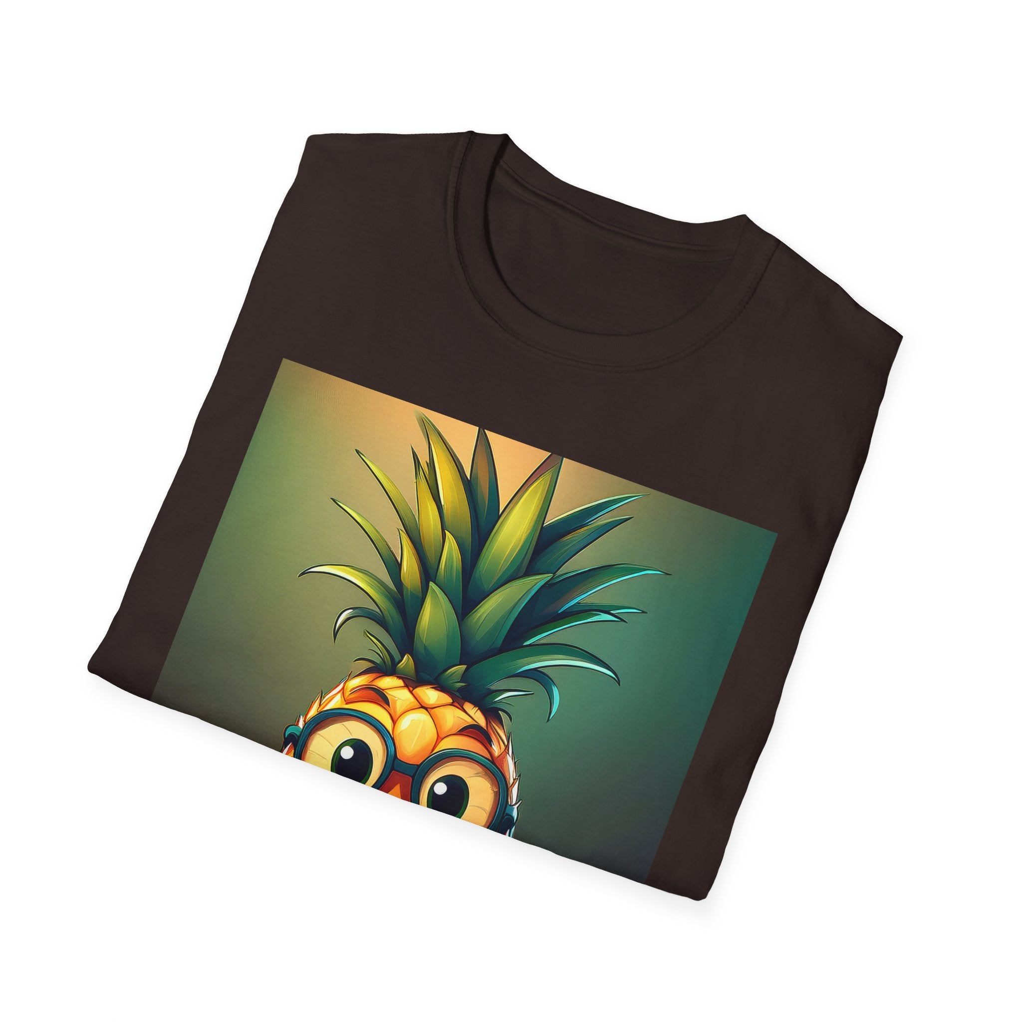 Pineapple Cartoon T-Shirt — Cute Smiling Pineapple with Glasses Tee