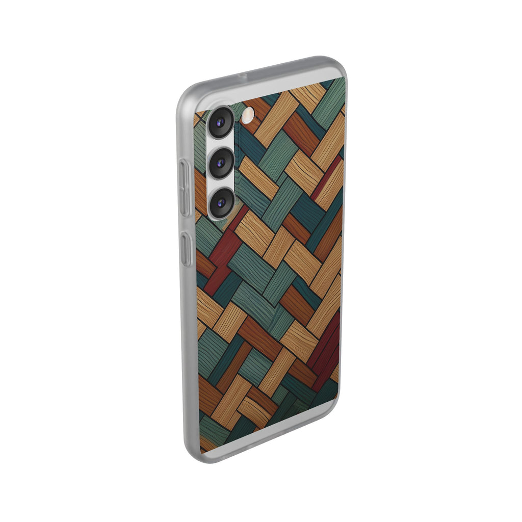 Woven Wood Pattern Phone Case — Rustic Geometric iPhone Flexi Case