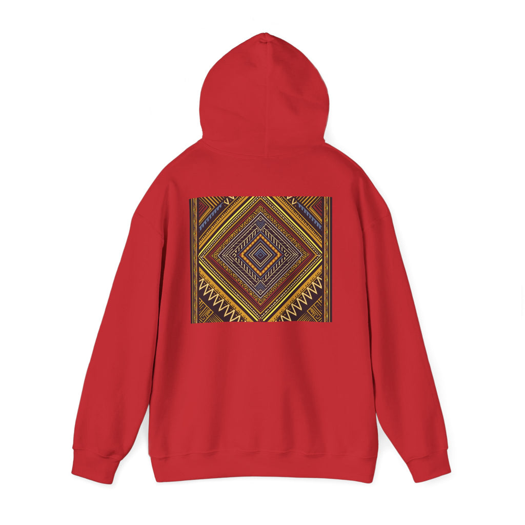 Boho Geometric Diamond Hoodie – Earthy Tribal Pattern Pullover