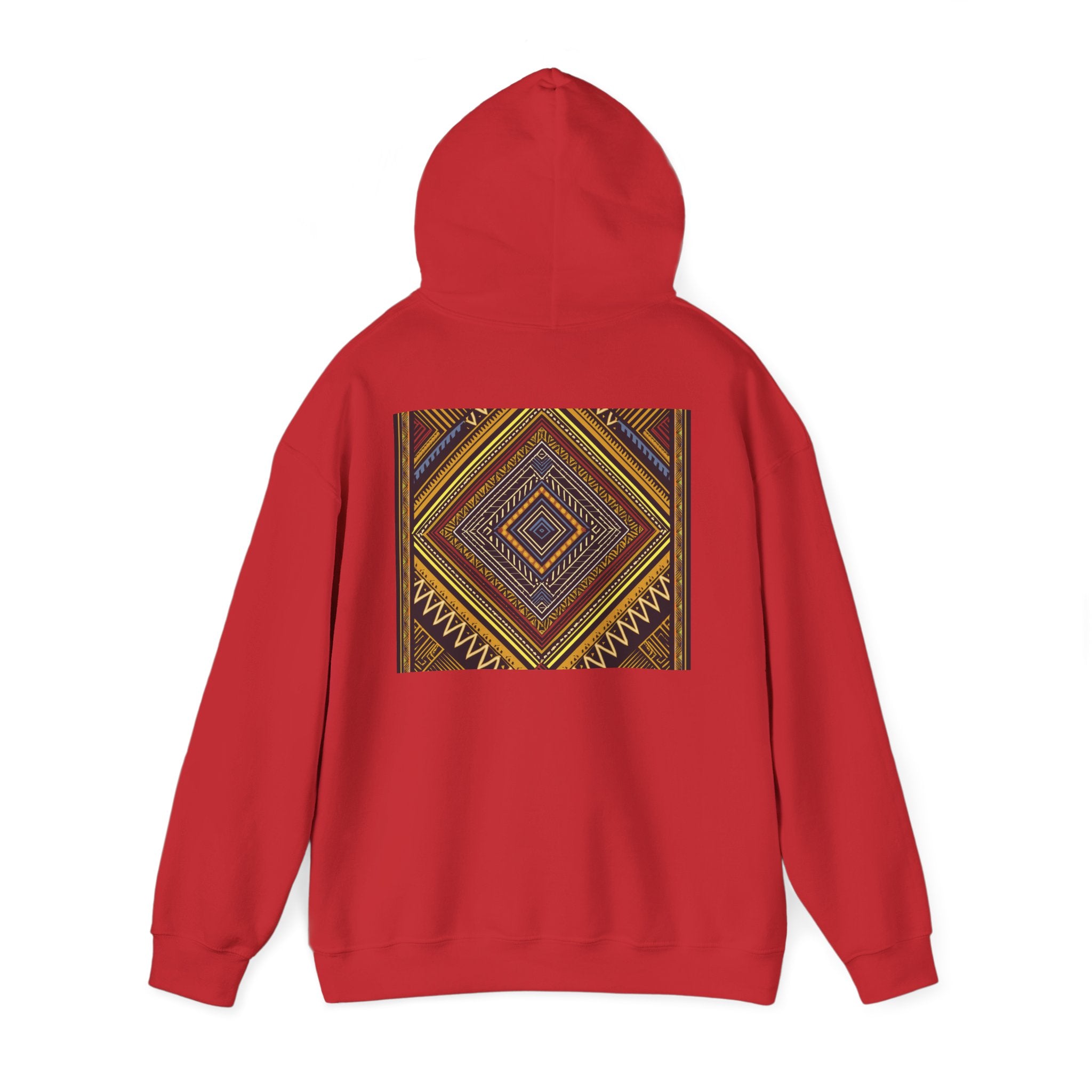 Boho Geometric Diamond Hoodie – Earthy Tribal Pattern Pullover
