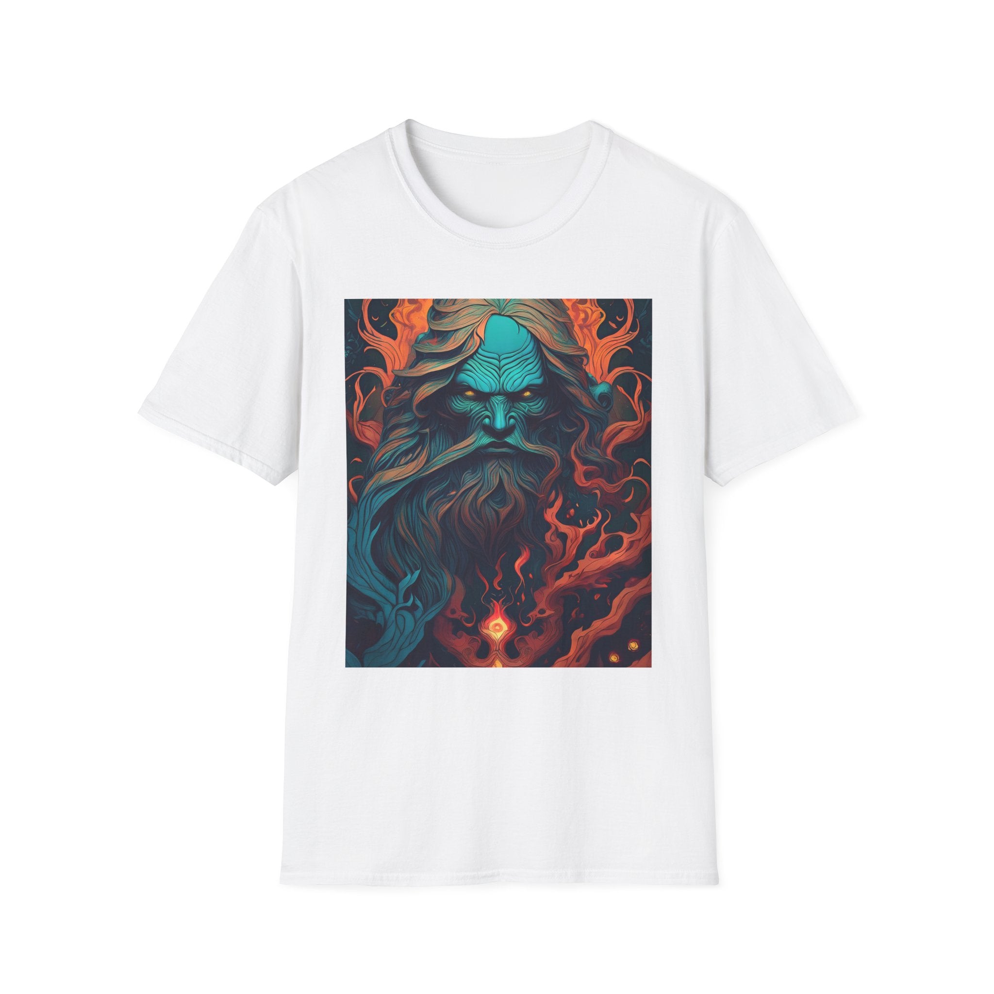 Mythic Sea God Graphic T-Shirt — Trident Poseidon Illustration