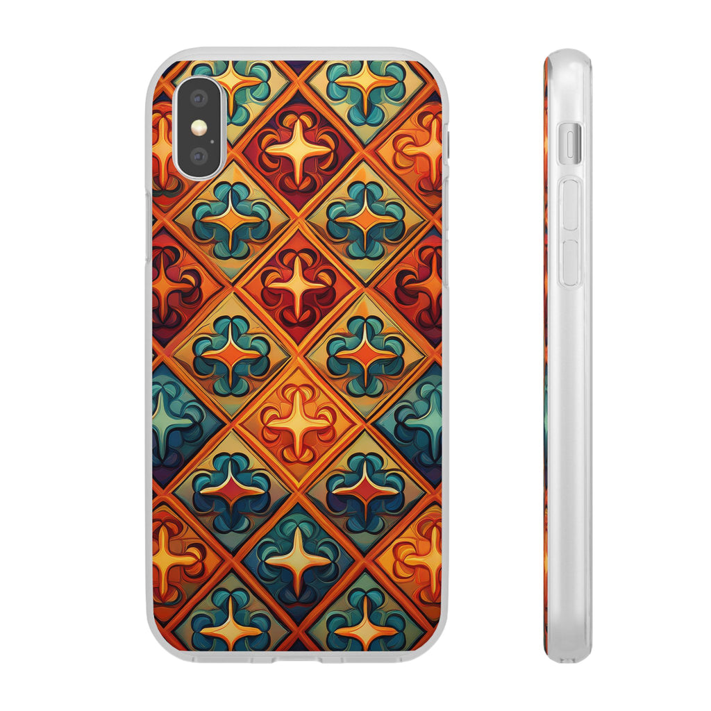 Vintage Tile Pattern Phone Case — Retro Moroccan Geometric Flexi Case