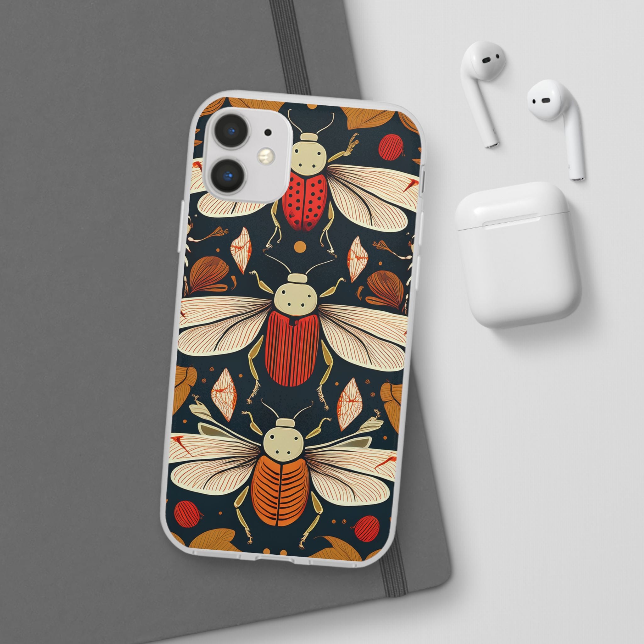 Bug Pattern Phone Case — Vintage Floral Firefly Design
