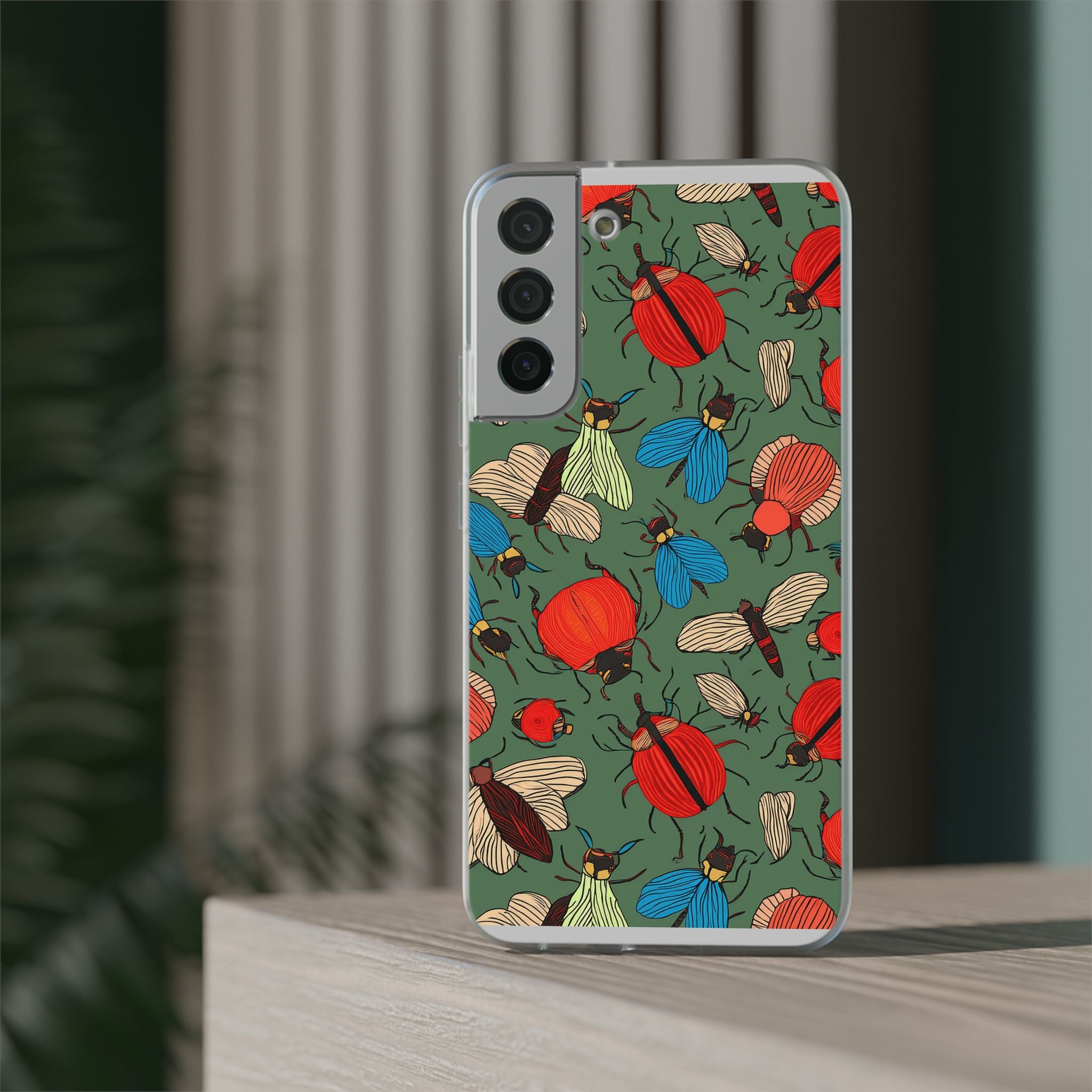 Bug Pattern Phone Case — Colorful Beetles & Flies Design