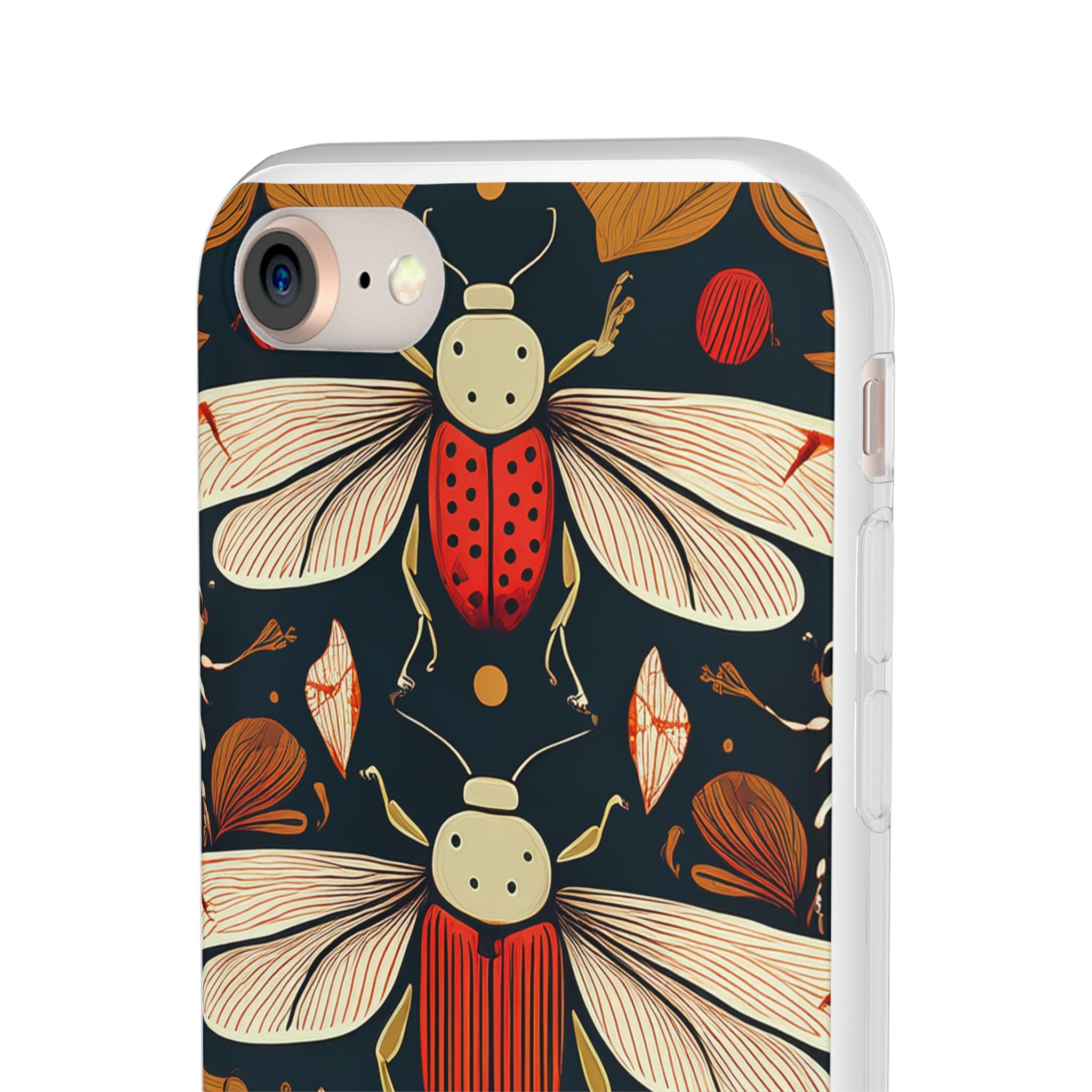 Bug Pattern Phone Case — Vintage Floral Firefly Design