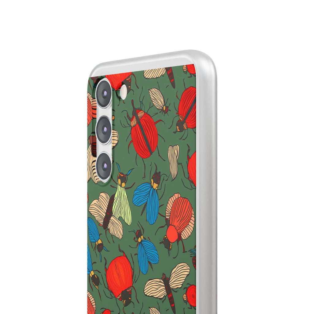 Bug Pattern Phone Case — Colorful Beetles & Flies Design