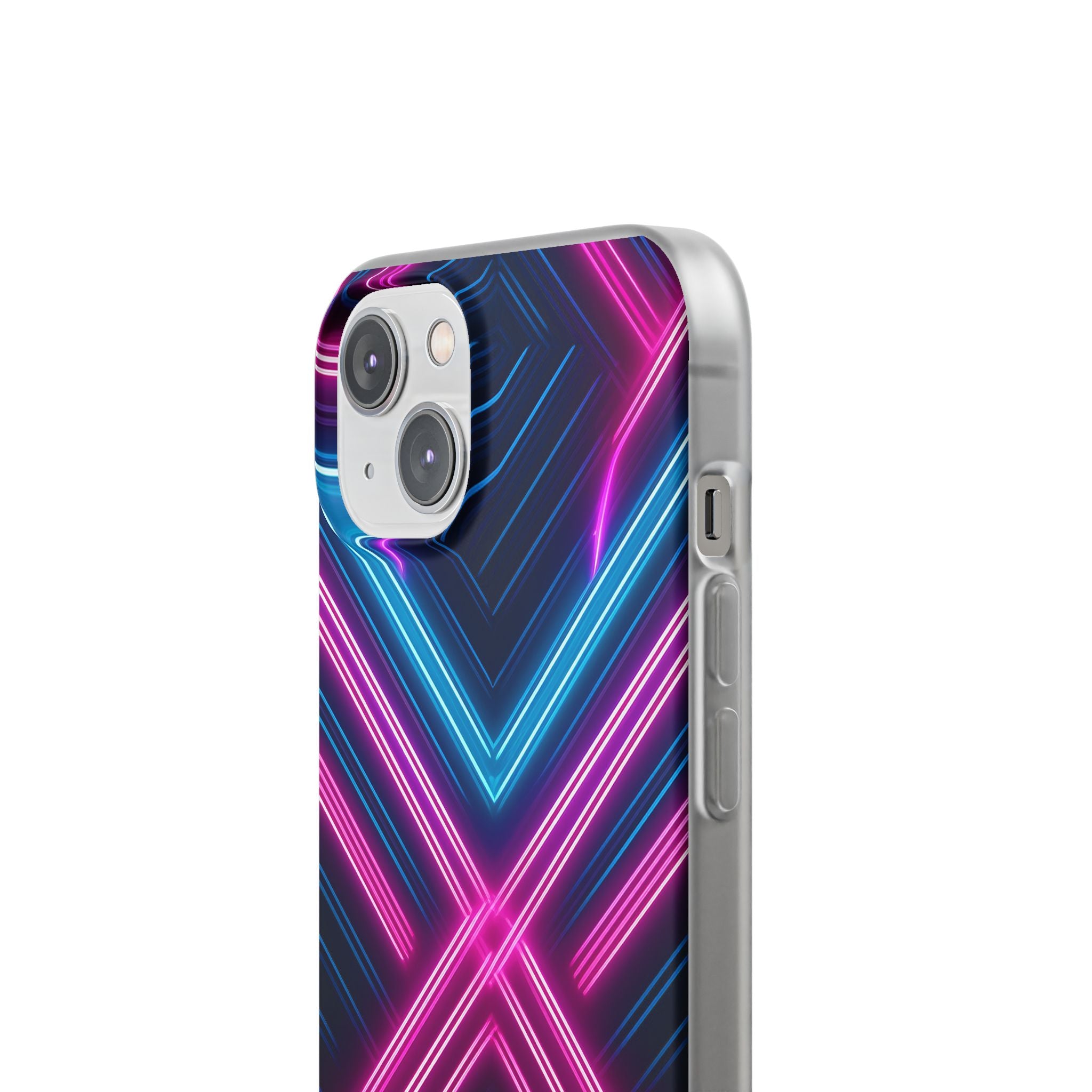 Neon Geometric Phone Case – Retro Vibes Blue & Pink Flexi Case