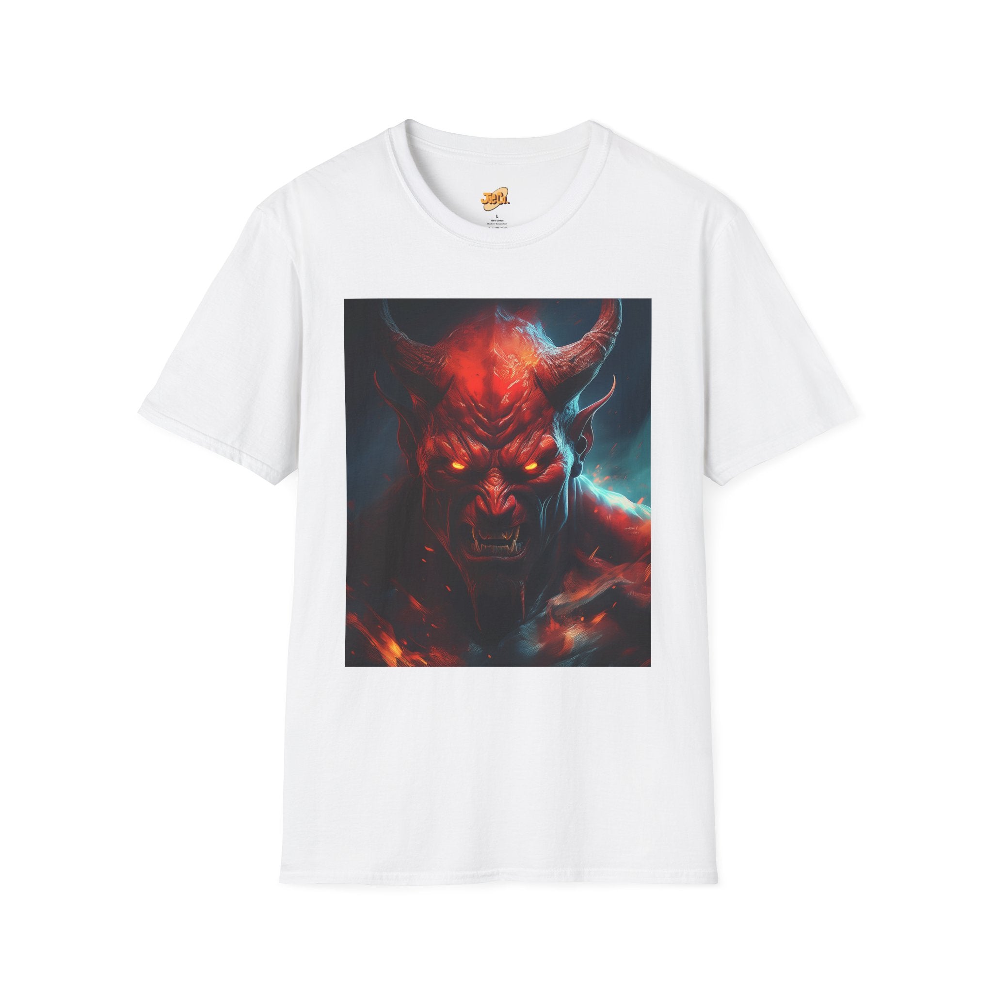 Demon Skull T-Shirt — Fiery Horned Demon Graphic Tee