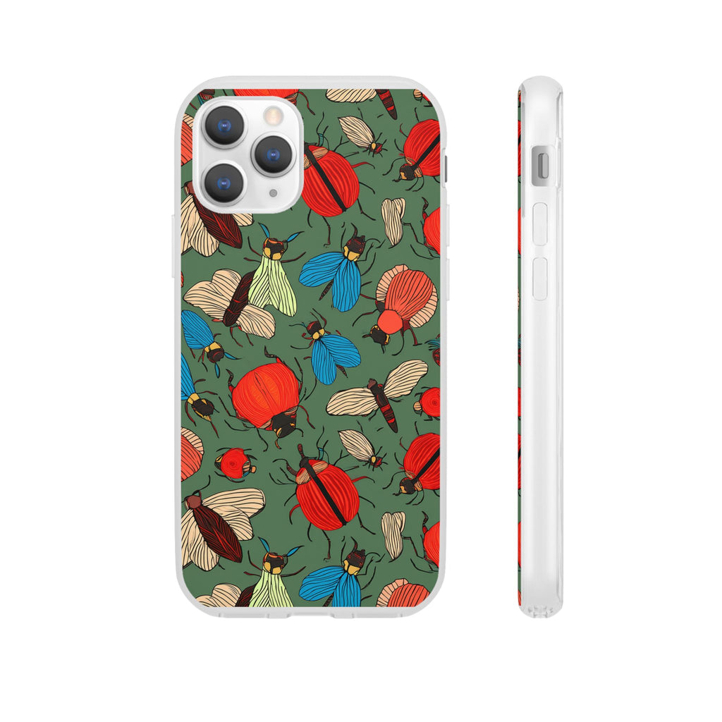Bug Pattern Phone Case — Colorful Beetles & Flies Design