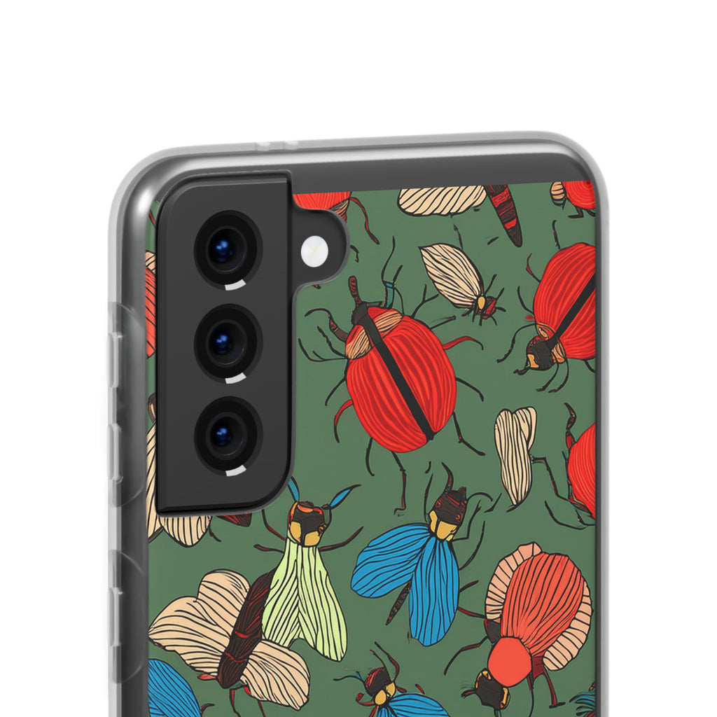 Bug Pattern Phone Case — Colorful Beetles & Flies Design