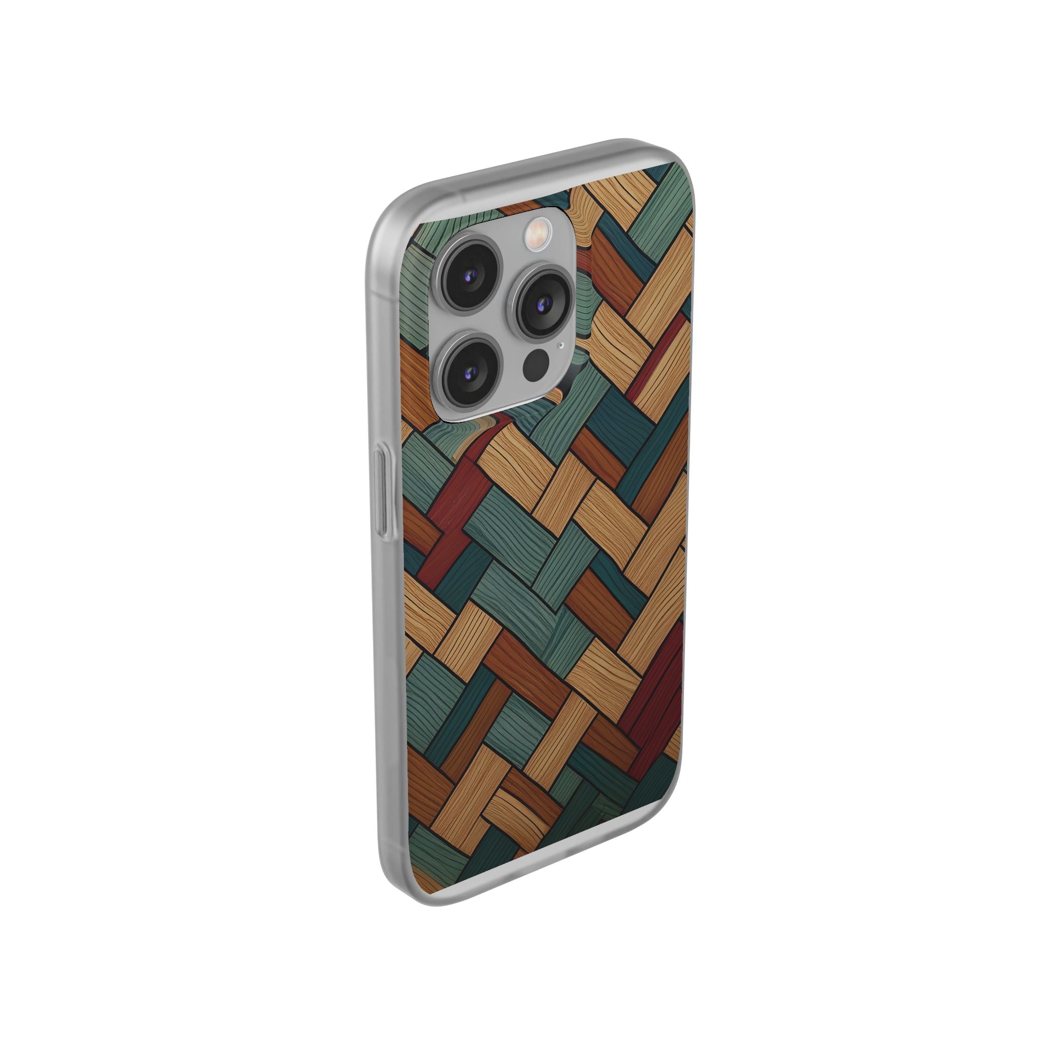 Woven Wood Pattern Phone Case — Rustic Geometric iPhone Flexi Case
