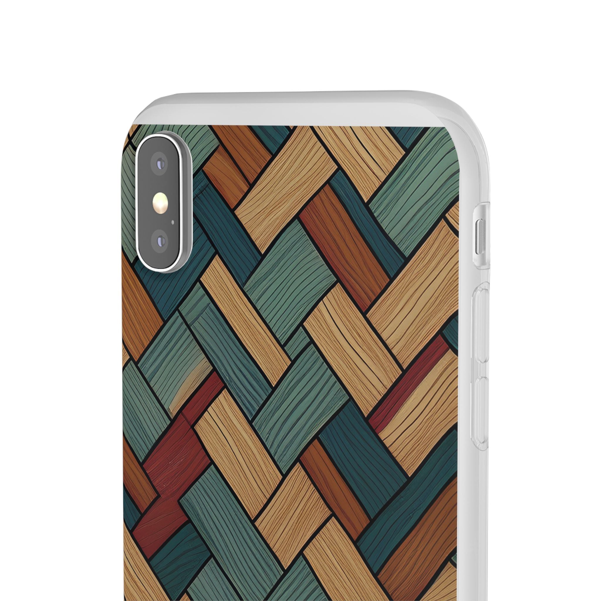 Woven Wood Pattern Phone Case — Rustic Geometric iPhone Flexi Case