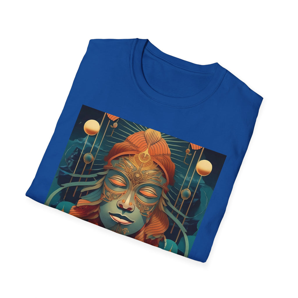 Meditative Goddess T-Shirt — Tranquil Floral Face Art Tee