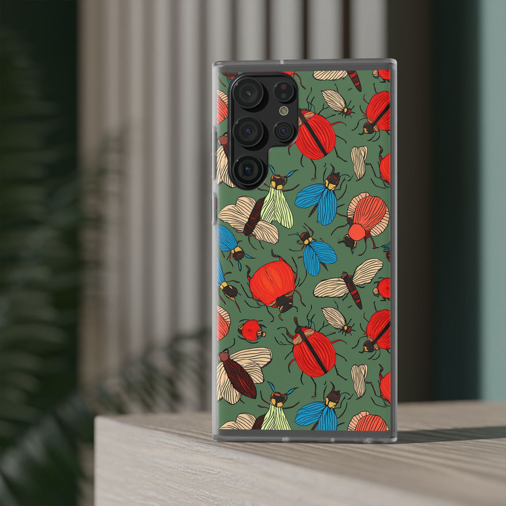 Bug Pattern Phone Case — Colorful Beetles & Flies Design