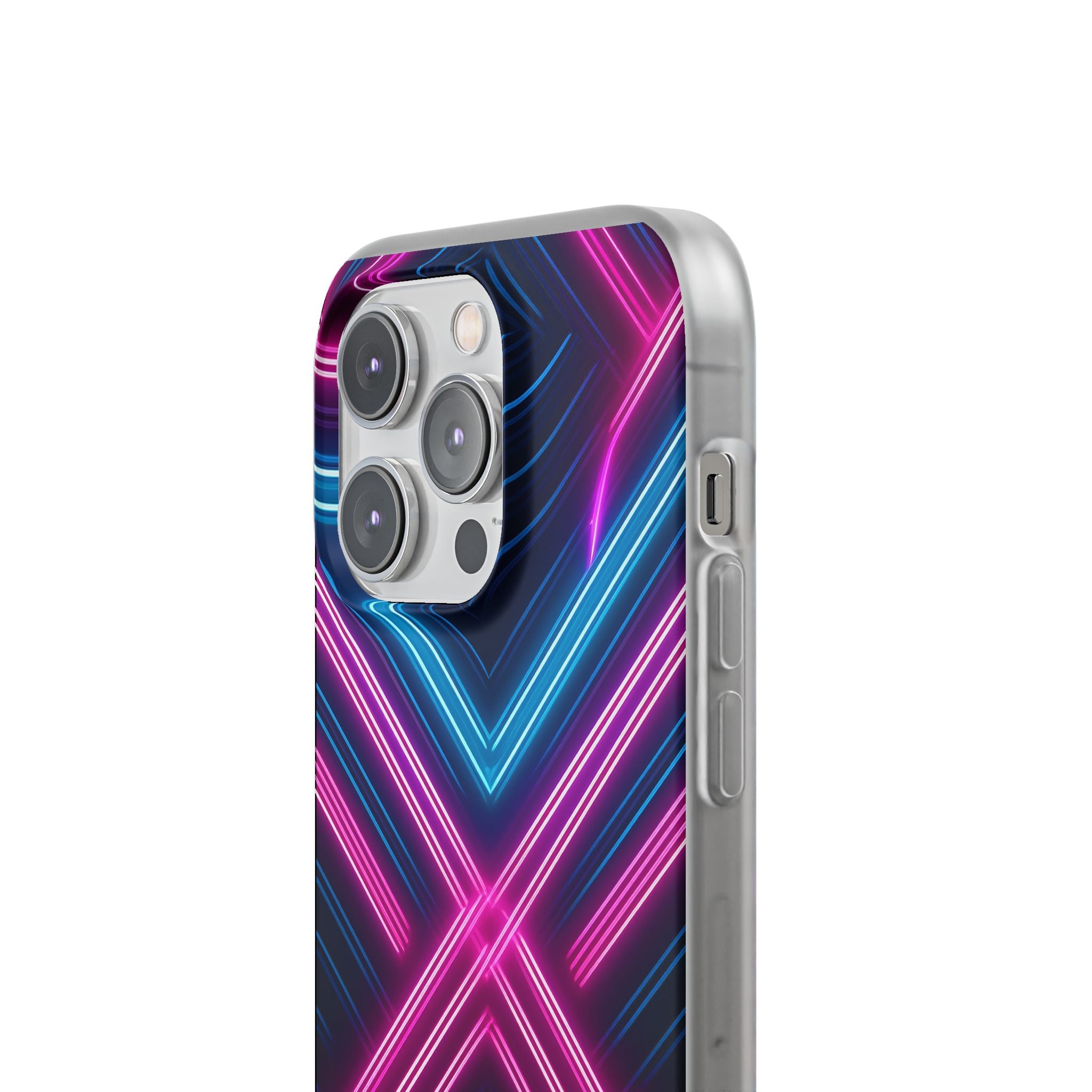 Neon Geometric Phone Case – Retro Vibes Blue & Pink Flexi Case