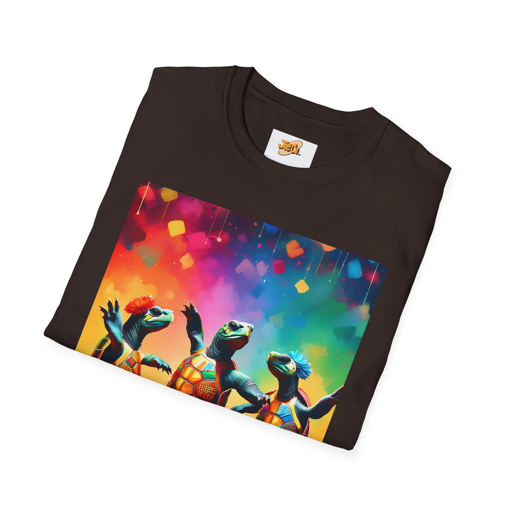 Dancing Turtles Graphic T-Shirt — Colorful Party Sea Turtle Tee