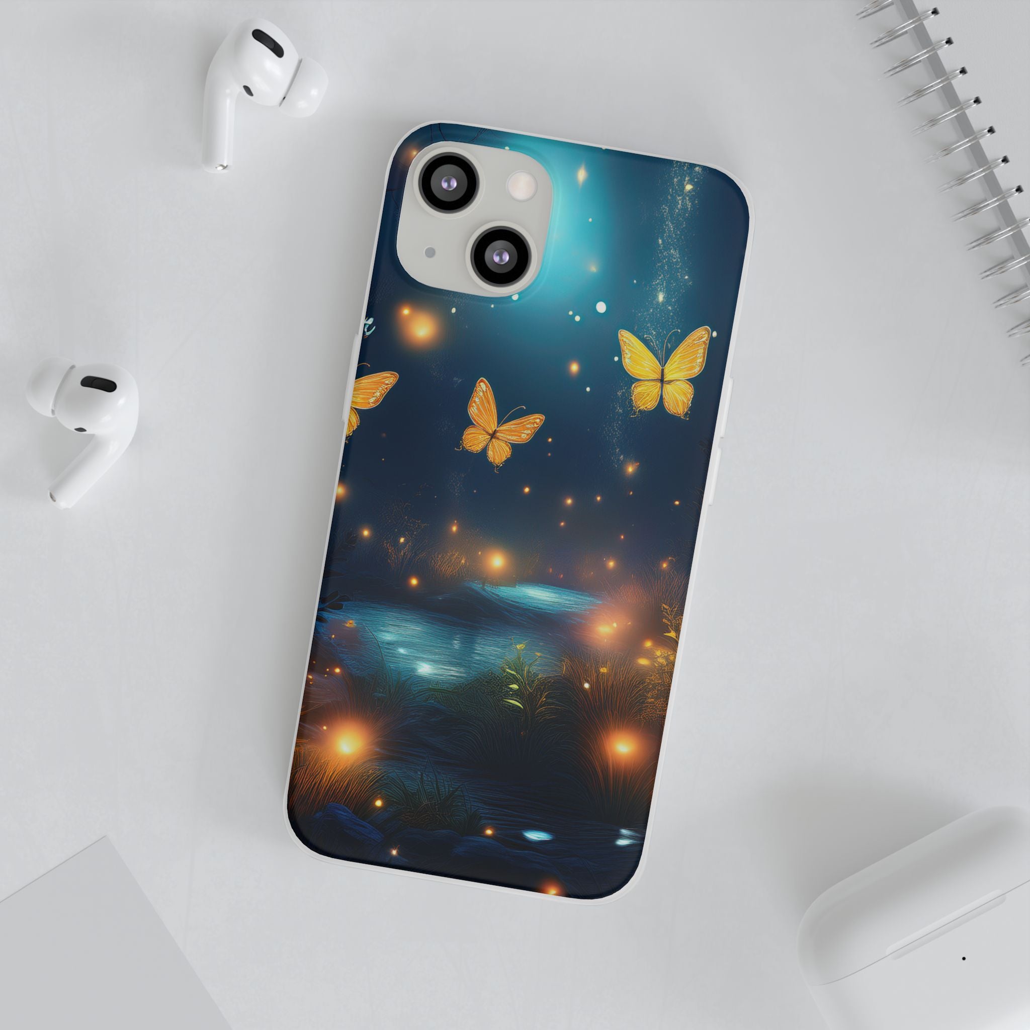 Butterfly Night Sky Phone Case – Glowing Firefly Fantasy for iPhone