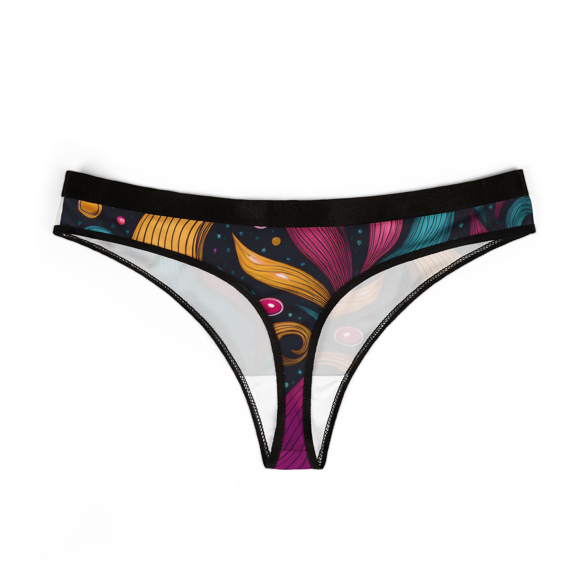 Floral Swirl Women's Thong — Colorful Abstract Pattern Intimates