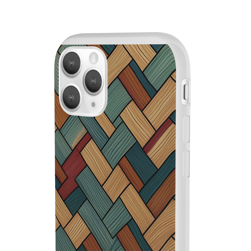 Woven Wood Pattern Phone Case — Rustic Geometric iPhone Flexi Case