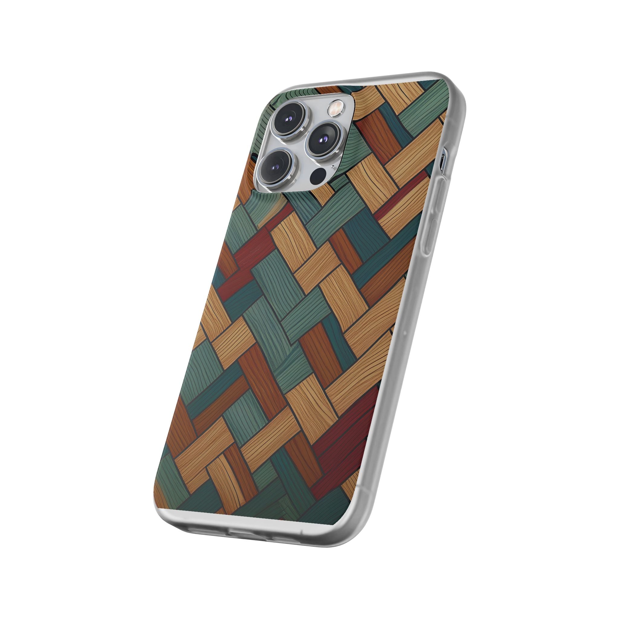 Woven Wood Pattern Phone Case — Rustic Geometric iPhone Flexi Case