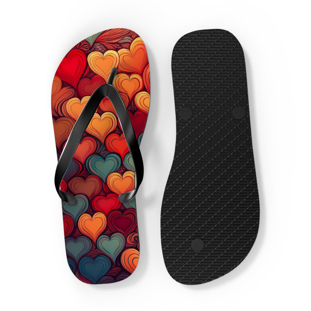 Heart Pattern Flip Flops — Colorful Romantic Summer Sandals