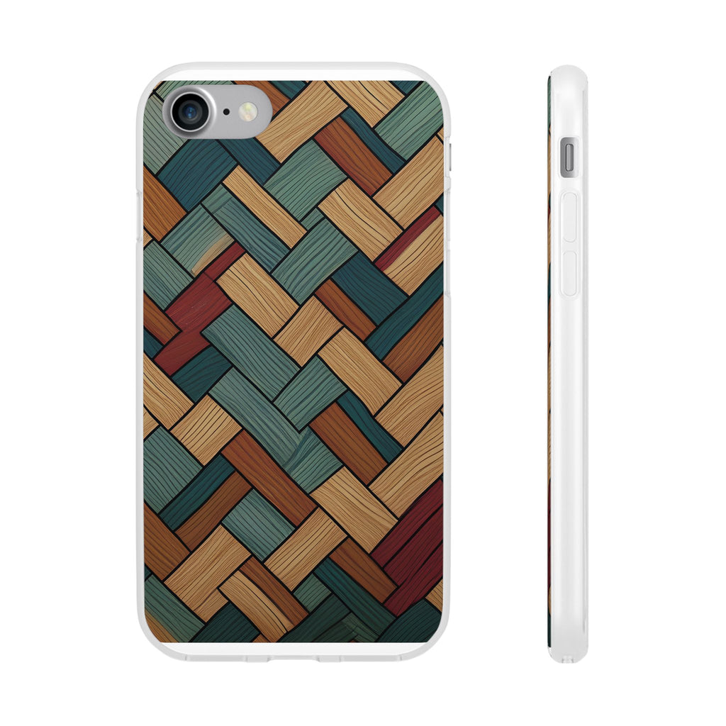Woven Wood Pattern Phone Case — Rustic Geometric iPhone Flexi Case