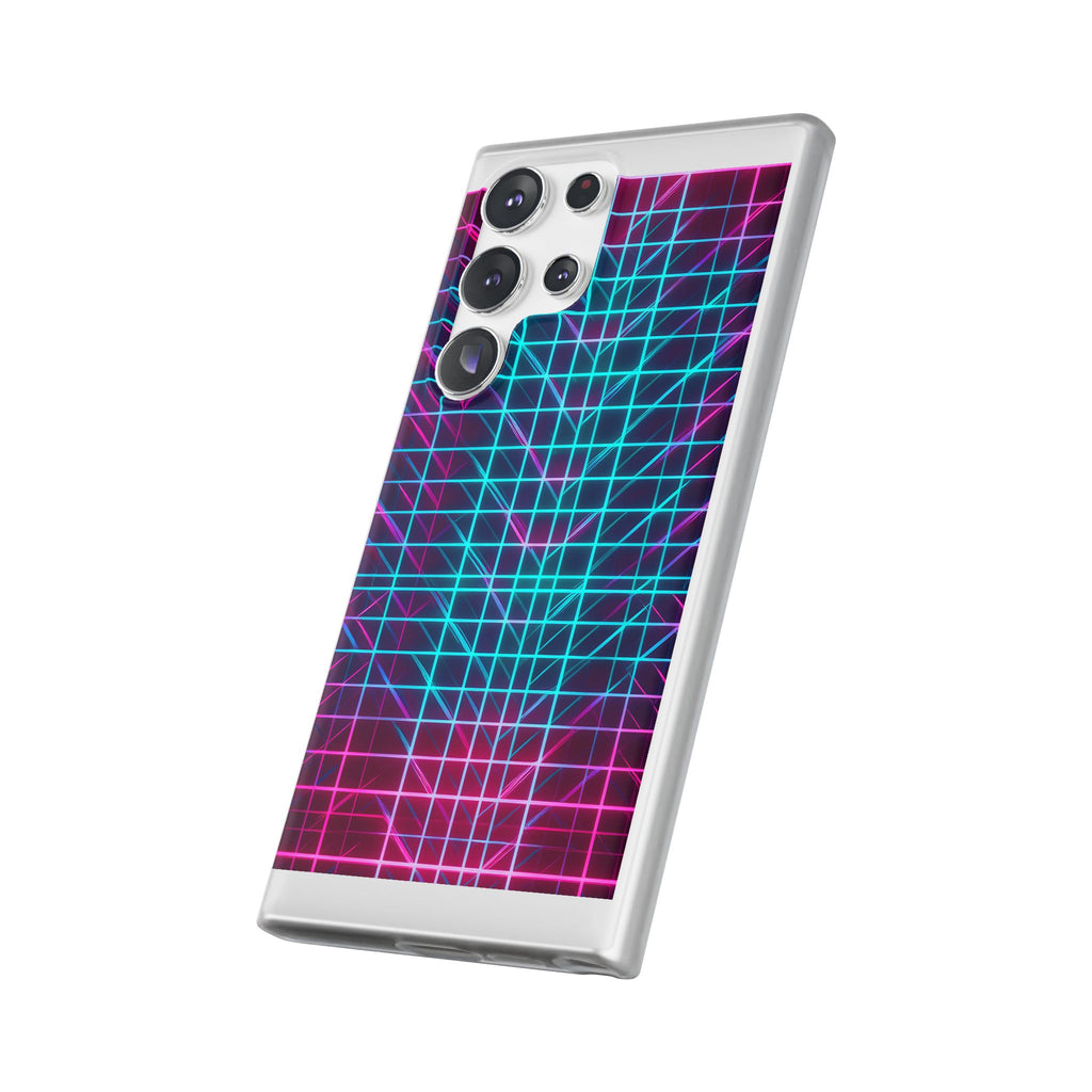 Retro Neon Grid Phone Case – 80s Vaporwave Geometric iPhone Cover
