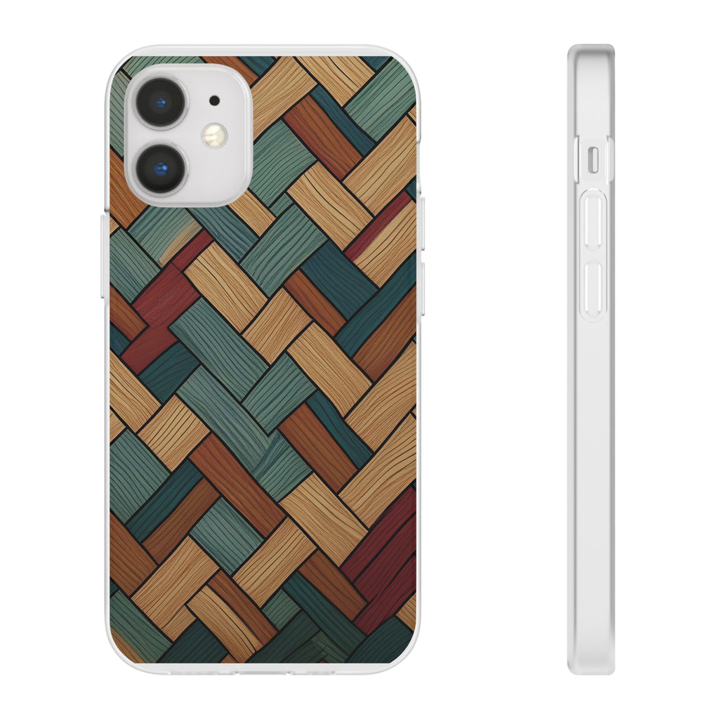 Woven Wood Pattern Phone Case — Rustic Geometric iPhone Flexi Case