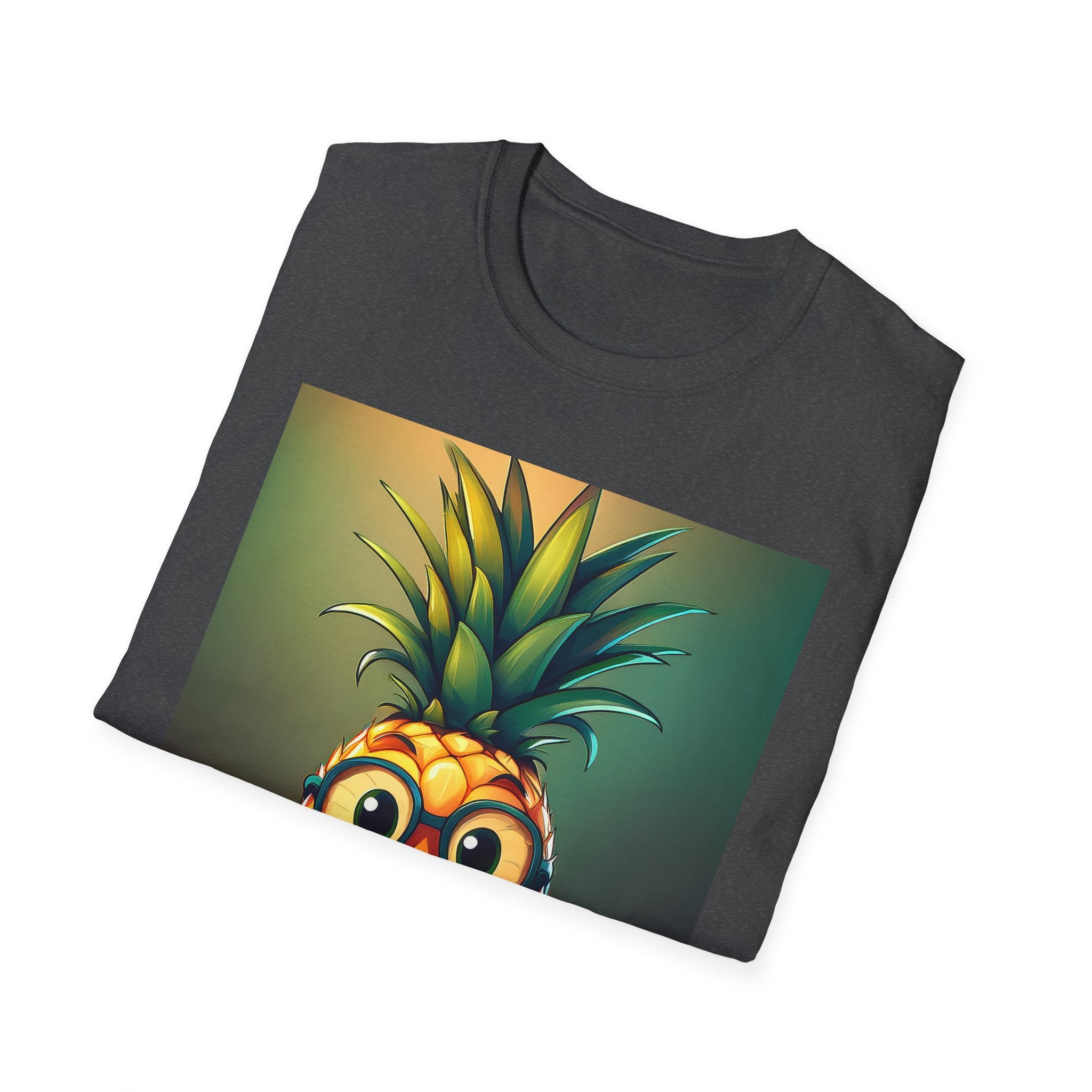 Pineapple Cartoon T-Shirt — Cute Smiling Pineapple with Glasses Tee