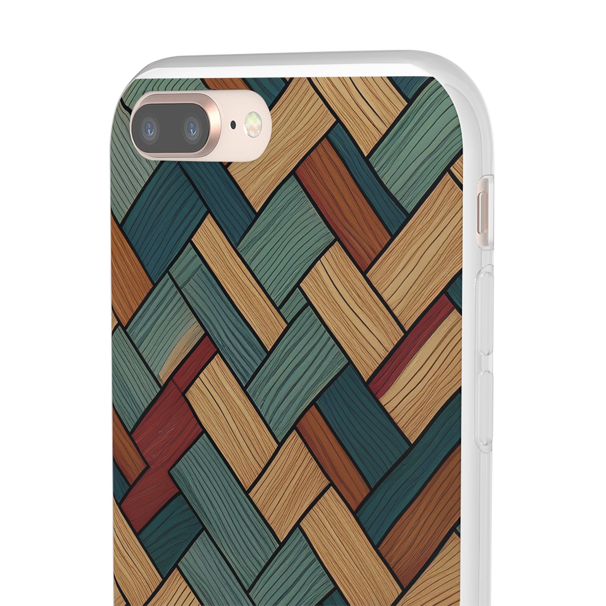 Woven Wood Pattern Phone Case — Rustic Geometric iPhone Flexi Case