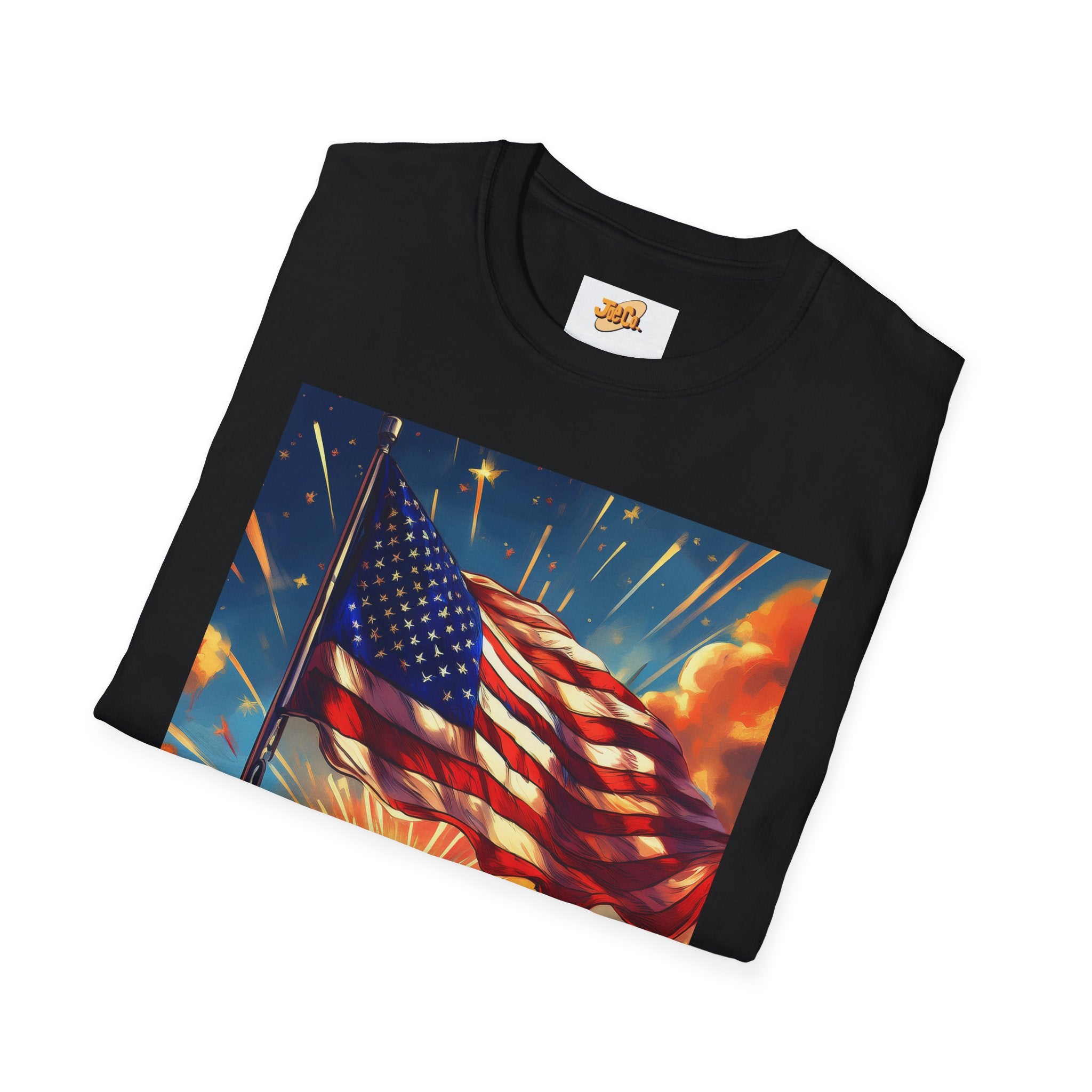 American Flag Sunrise T-Shirt — Patriotic USA Sunset Graphic Tee
