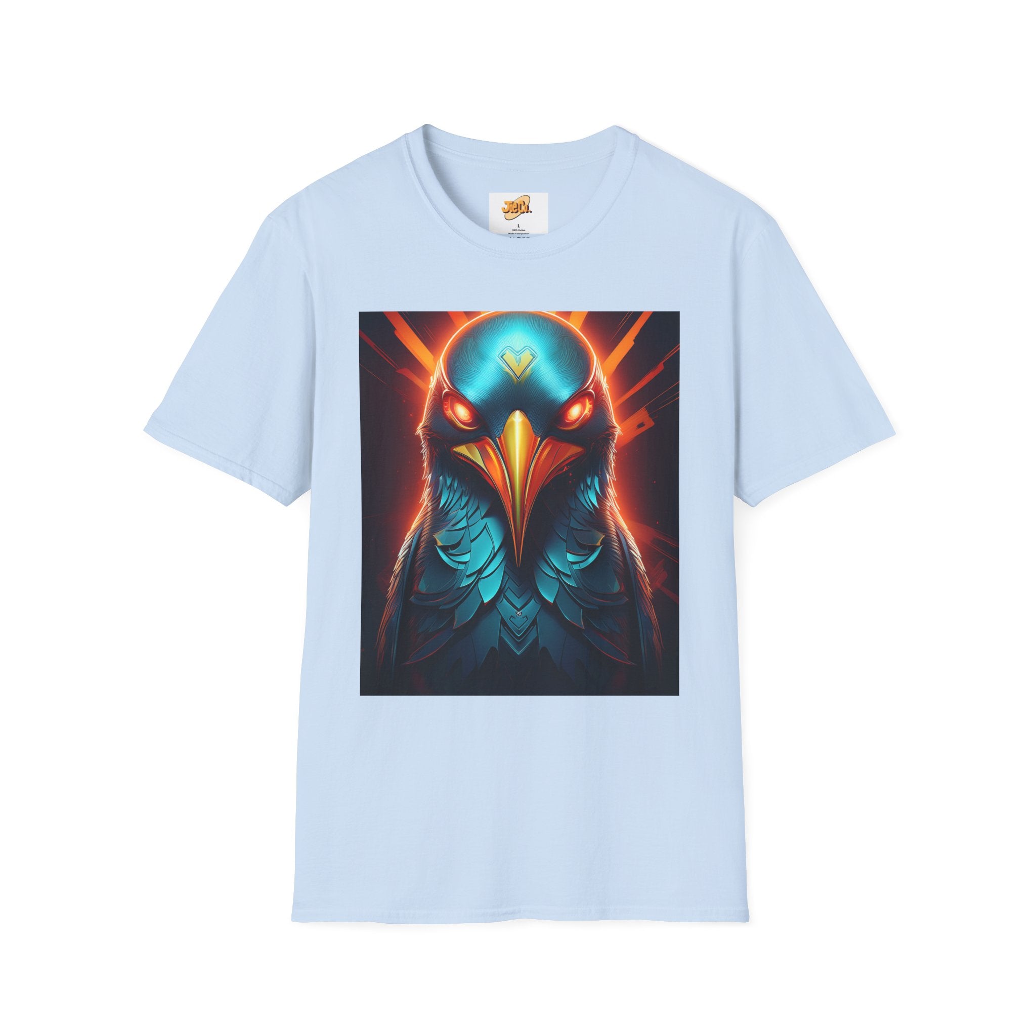 Mystic Raven Graphic T-Shirt — Neon Bird Art Tee