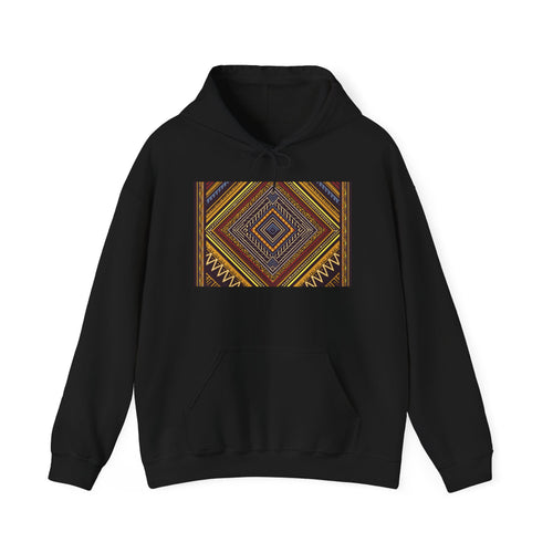 Boho Geometric Diamond Hoodie – Earthy Tribal Pattern Pullover