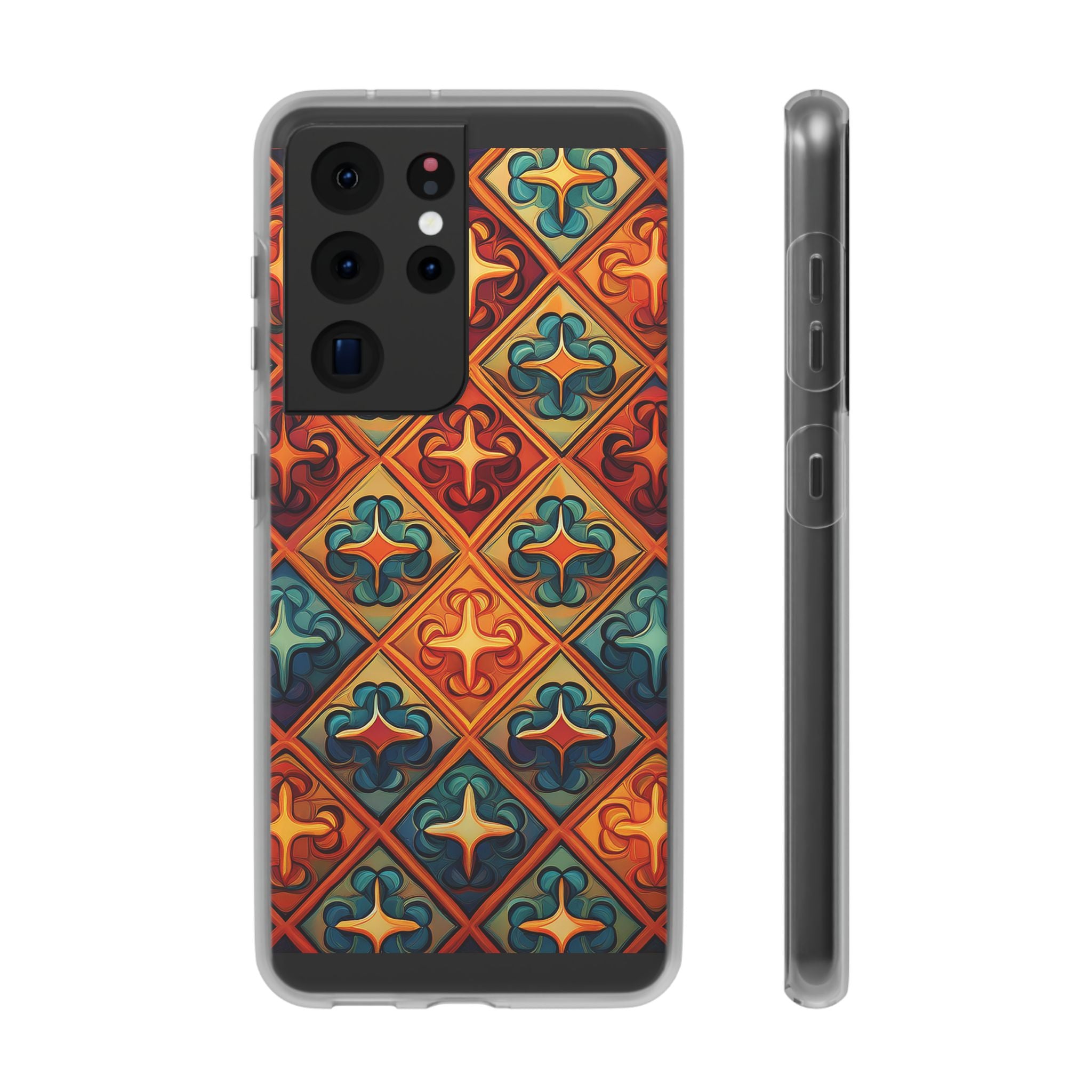 Vintage Tile Pattern Phone Case — Retro Moroccan Geometric Flexi Case