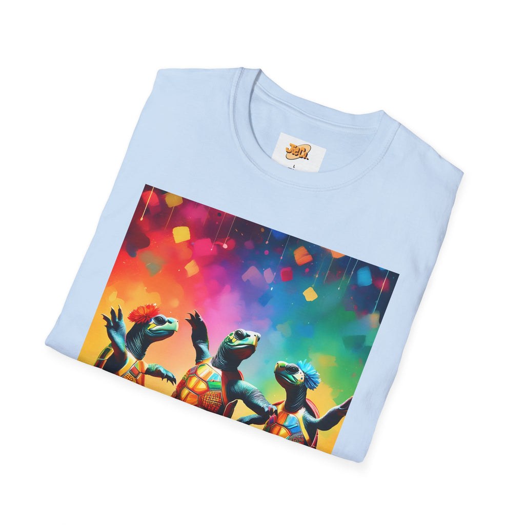 Dancing Turtles Graphic T-Shirt — Colorful Party Sea Turtle Tee