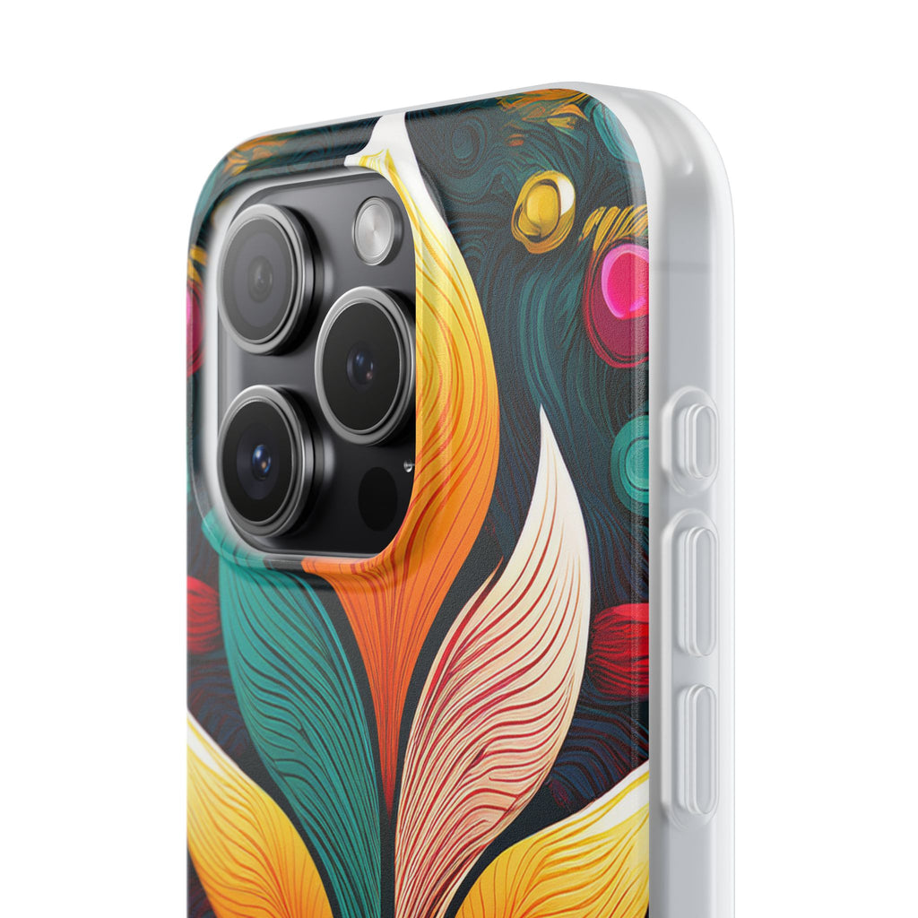 Floral Swirl Phone Case — Vibrant Boho Leaf Art Protective Cover