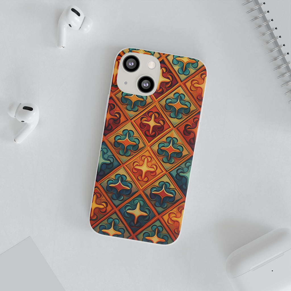 Vintage Tile Pattern Phone Case — Retro Moroccan Geometric Flexi Case