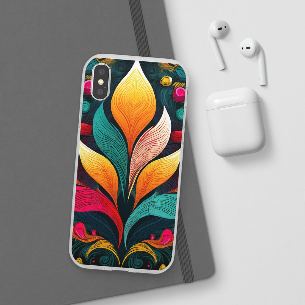 Floral Swirl Phone Case — Vibrant Boho Leaf Art Protective Cover