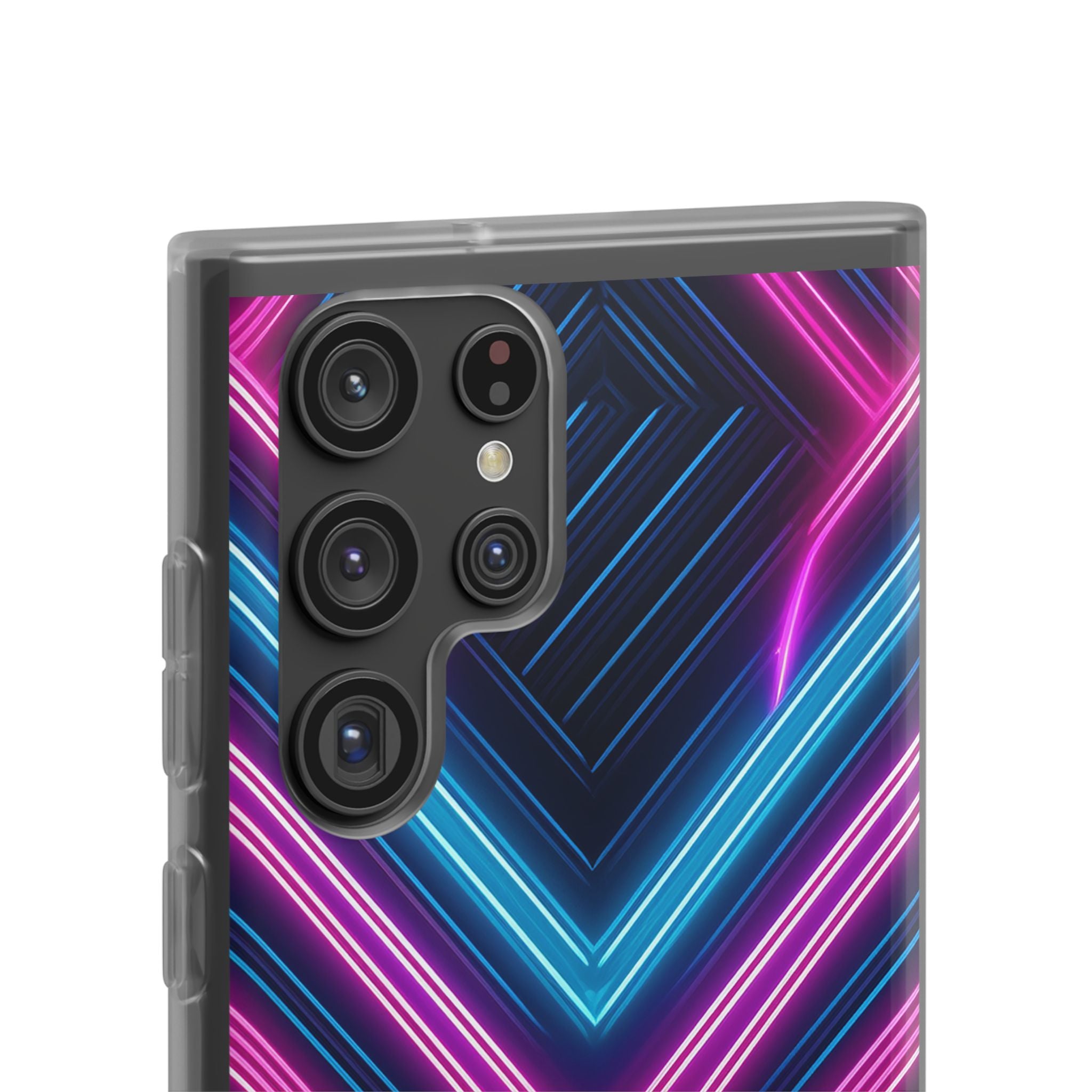 Neon Geometric Phone Case – Retro Vibes Blue & Pink Flexi Case