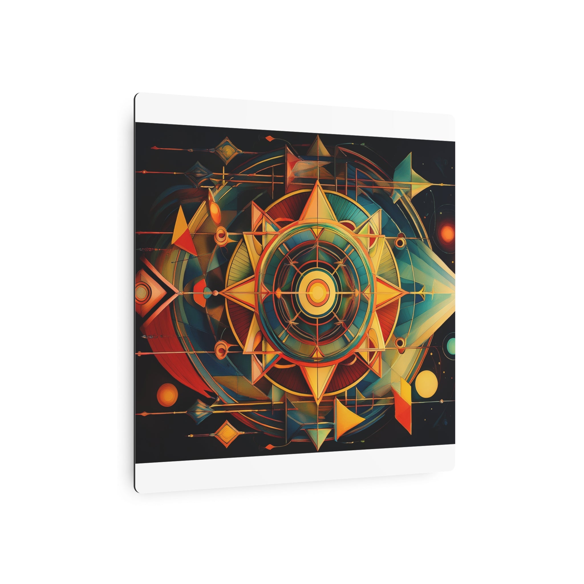 Geometric Compass Metal Art Sign — Abstract Nautical Wall Decor