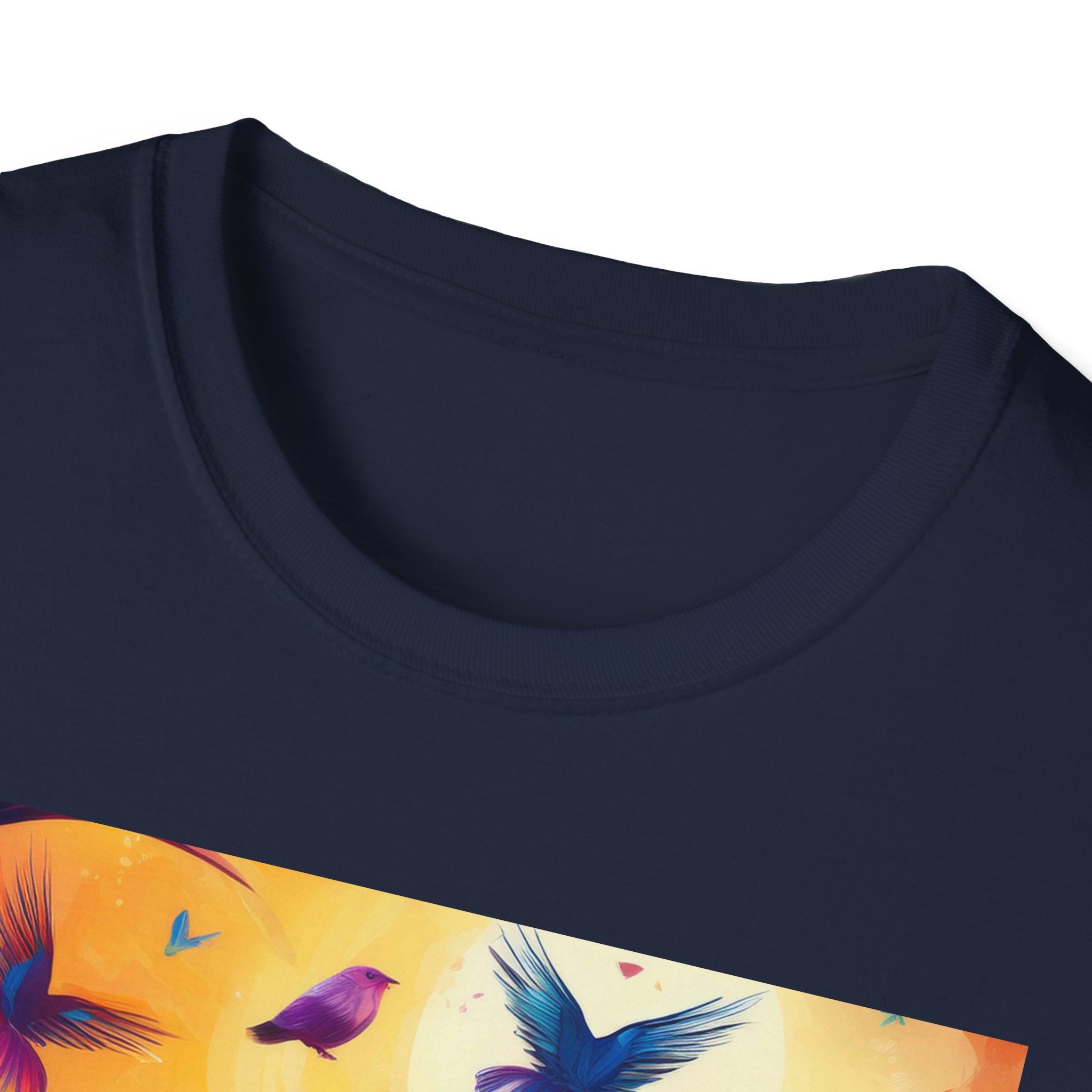 Birds at Dawn Graphic T-Shirt — Colorful Floral Songbird Tee