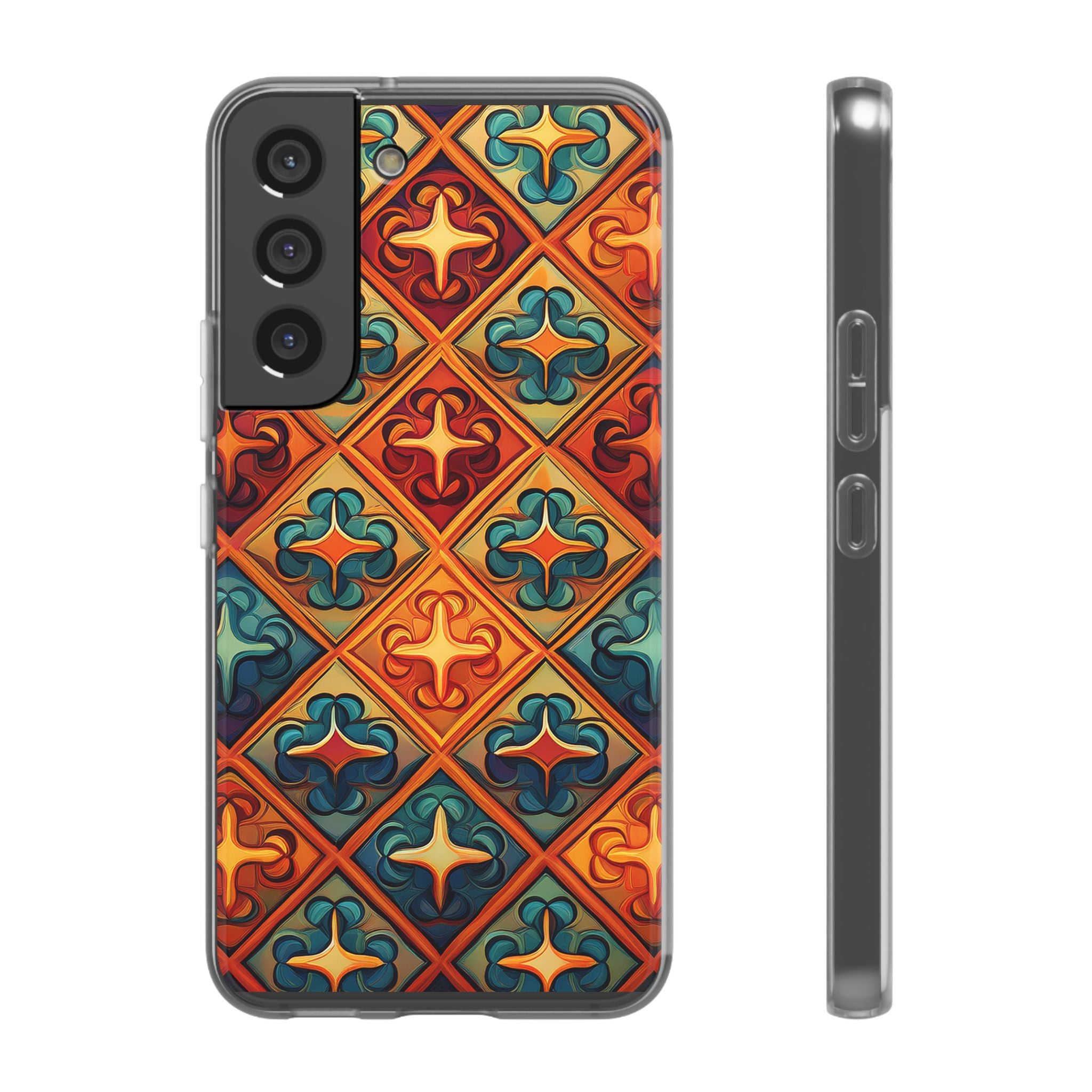 Vintage Tile Pattern Phone Case — Retro Moroccan Geometric Flexi Case