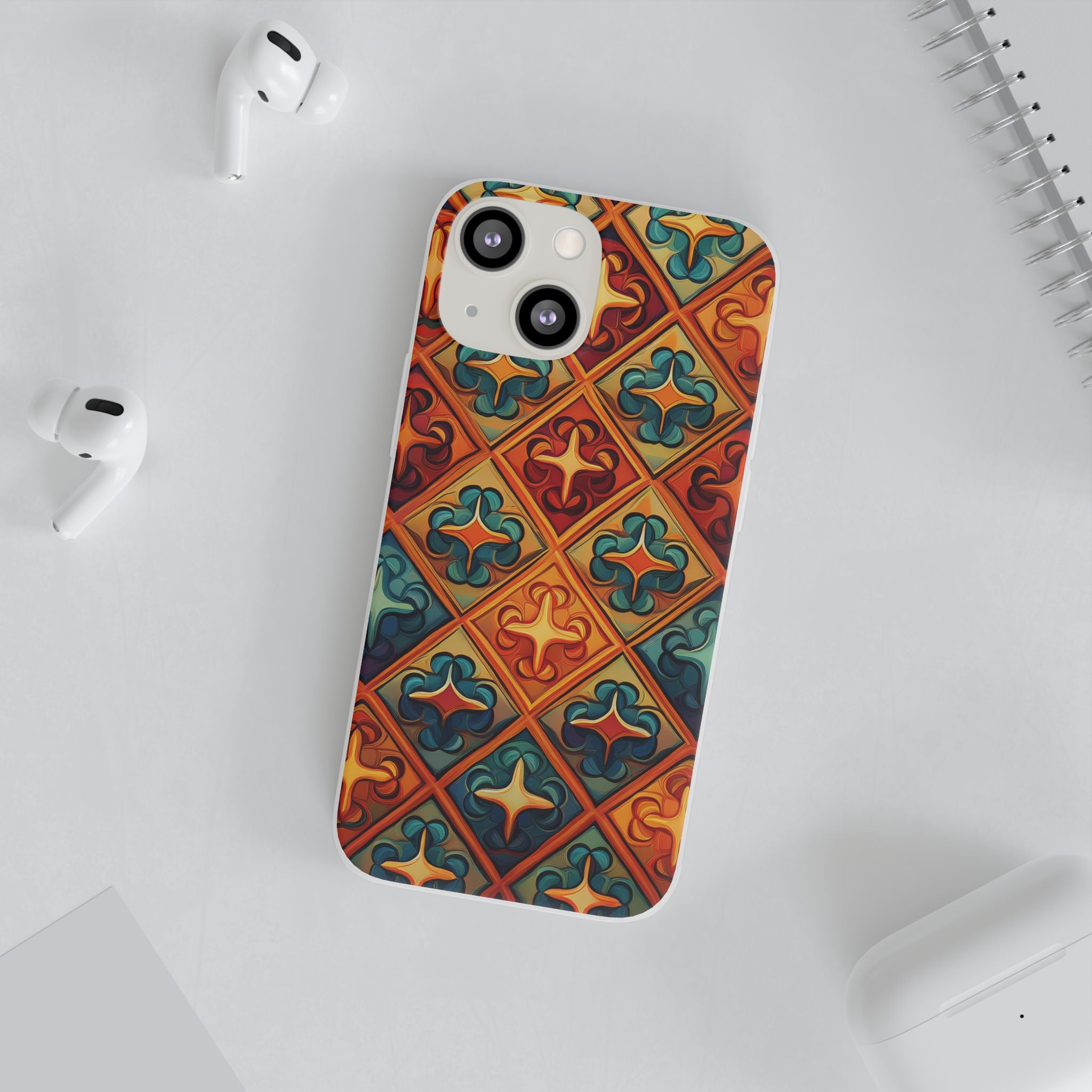 Vintage Tile Pattern Phone Case — Retro Moroccan Geometric Flexi Case