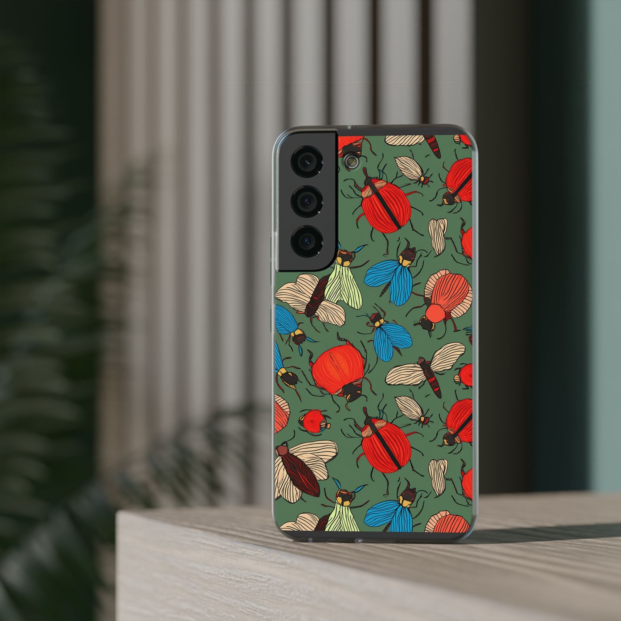Bug Pattern Phone Case — Colorful Beetles & Flies Design