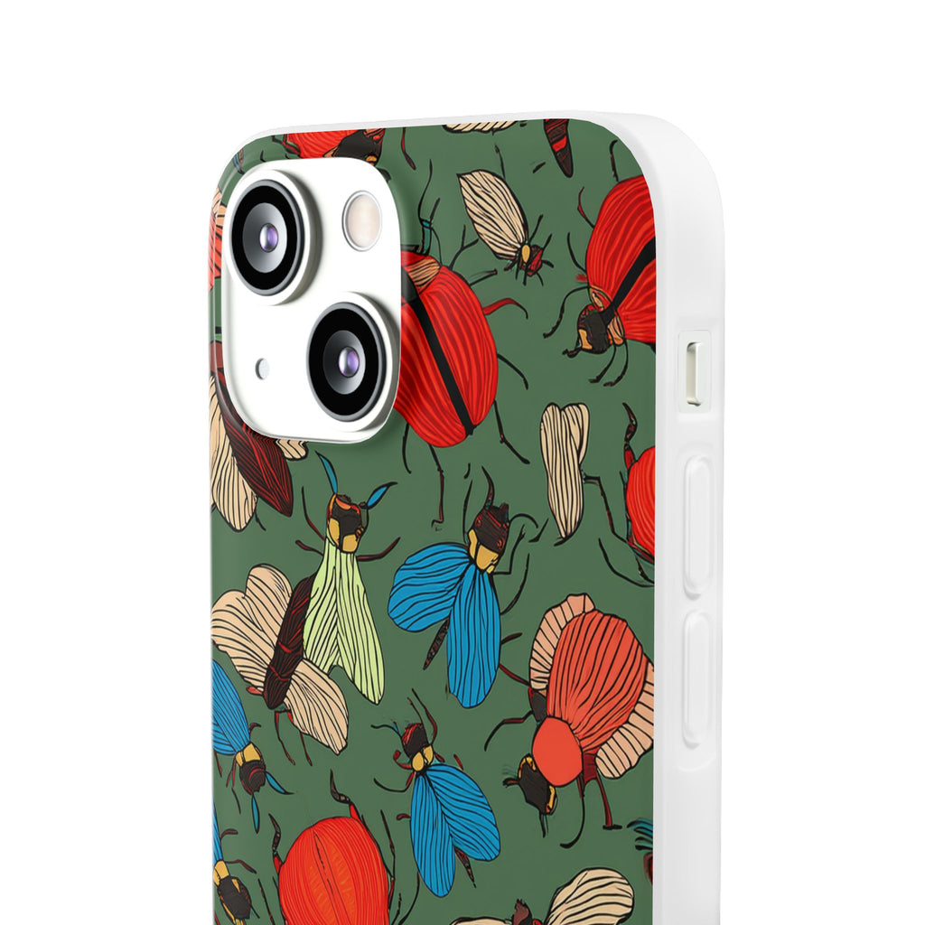 Bug Pattern Phone Case — Colorful Beetles & Flies Design