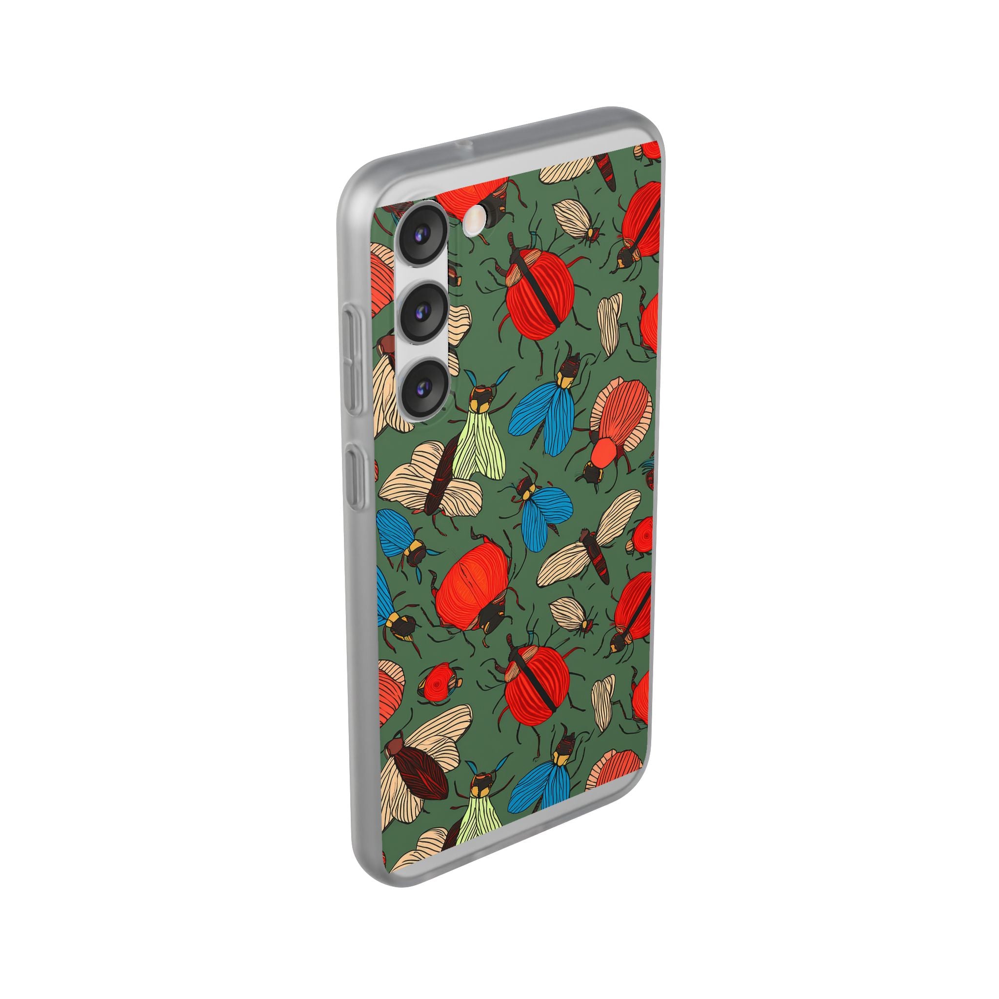 Bug Pattern Phone Case — Colorful Beetles & Flies Design