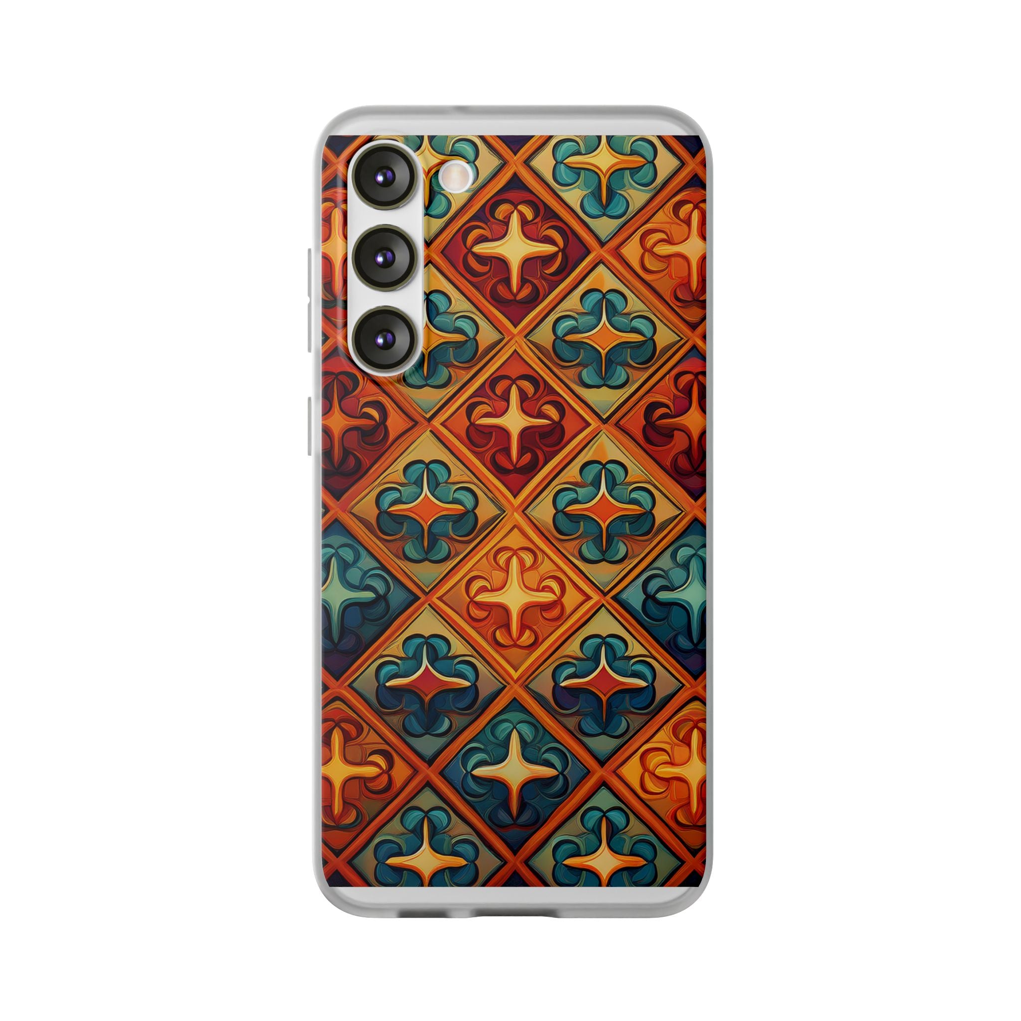 Vintage Tile Pattern Phone Case — Retro Moroccan Geometric Flexi Case